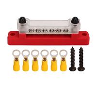 Psytfei 6-polige Stromverteilerleiste mit Abdeckung, 48 V, 150 A, 2 Bolzen, für Auto, Boot, Wohnwagen, Wohnmobil, Schwarz (Rot)