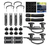 Puedno 4 Stück Dachbox Befestigung U Bügel, Universal Dachbox Halterung Befestigung, Auto Van Montage Fitting, U-Bügel Installationszubehör mit 8 Sicherungsmuttern 2 Bandagen Punktaufkleber