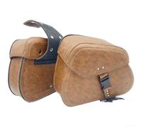 Pumixiy Motorrad-Satteltaschen im Vintage-Stil, PU-Leder, wasserdicht, mit Schnallenverschluss, für Motorräder und Elektrofahrräder, Antik-Schwarz (Braun)