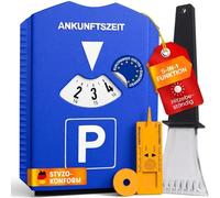 PURAHELP® 5-in-1 Parkscheibe + Eiskratzer - Inkl. Einkaufswagenchip, Reifenprofilmesser (StVO konform) - Parkuhr Auto und Motorrad - Parkkarte - Parking disc