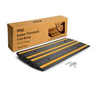 PYLE Auffahrrampe - Bordsteinrampe Gummi 1 Stück Auffahrrampen für Einfahrt & Garage - Rampe Auto mit gelbem Reflektor - Schwellenrampe PKW wetterfest - je Autorampe 5t Traglast & 122L x 41W x 7H cm