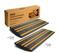 Pyle Auffahrrampe PKW - 2 Stück Bordsteinrampe Gummi Schwarz 122×41×7 cm - Wetterfest und rutschfest 5t Tragkraft je Rampe Mit Reflektorstreifen Für Einfahrt Garage Schwelle