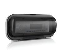 Pyle Marine Radio Schutzgehäuse - wasserdichte 1-DIN Abdeckung für Auto- & Marine-Radios, UV-beständig, mit Klappdeckel, Weiß/Schwarz