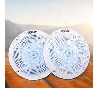 Pyle Slim Outdoor Lautsprecher Box - wasserdichte Box Outdoor Speaker - Outdoor Musikanlage mit LED-Lichtern Schmal 2-Wege Lautsprecher Passiv 240W als Boot & Auto & Lautsprecher, Aufbaulautsprecher