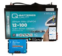 Q-Batteries Lithium Akku 12-100 12,8V 100Ah 1280Wh LiFePO4 Batterie mit Victron Orion Ladegerät