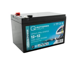 Q-Batteries Lithium Akku 12-12 | 12,8V 12Ah 153,6Wh LiFePO4 Batterie