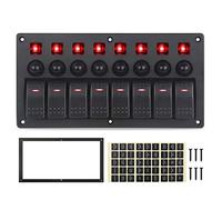 QASULER For Jeep, Schalttafel 8-Gang 12 V 20 A 24 10 A Wasserdicht An/Aus 5-poliger 12-V-Wippschalter for Boote und Schiffe mit Leistungsschaltern Marine-Schalttafel(Red)