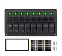 QASULER For Jeep, Schalttafel 8-Gang 12 V 20 A 24 10 A Wasserdicht An/Aus 5-poliger 12-V-Wippschalter for Boote und Schiffe mit Leistungsschaltern Marine-Schalttafel(Green)