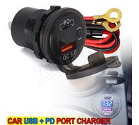 QC3.0 12V/24V 2 USB Auto Zigarettenanzünder Steckdose Einbau Ladegerät Adapter_