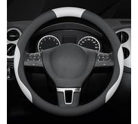 QIANRUIA Auto Lenkradbezug Leder für Skoda Octavia II 1Z5 Estate 2004-2013, Lenkradhülle Anti Rutsch Breathable Lenkradschutz Lenkradabdeckungen für Frauen Männer,Black-White
