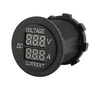 Qiilu Motorrad Voltmeter Wasserdicht, Auto Motorrad DC 12-24 V Dual LED Digital Voltmeter Amperemeter AMP Volt Meter Sprache