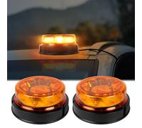 Qiping 2x Rundumleuchte LED Amber Warnleuchte 12V/24V Blinkleuchte mit 6 Beleuchtungsmodi Rotating Flash Beacon, 16 LED Rundumleuchte für Gabelstapler-Traktor Golfwagen Anhänger SUV- ECE E9 IP67