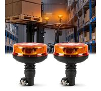 Qiping 2x Rundumleuchte LED Amber Warnleuchte Mit Modus-Umschalttaste, 12V/24V Blinkleuchte mit 6 Modi Rotating Flash Beacon,16LED Rundumleuchte Flexible DIN für Gabelstapler Traktor Golfwagen ECE R65