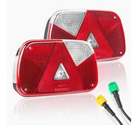 Qiping Halogen Rückleuchten Anhänger Satz,12V Pkw Anhänger Beleuchtung Links/Rechts Rücklicht Set mit 2x6 Polig 30CM Bajonett Kabel, Rückleuchte für Traktor KFZ LKW RV