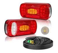 Qiping LED Rückleuchten Anhänger Set, 12V-24V Anhänger Rücklichter 60 LED mit 5m Kabel, 13-polig Stecker AnhängerBeleuchtung, Wasserdicht IP67 für PKW LKW Caravan Boot Vans | E-Mark E57