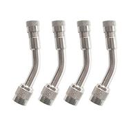 QitinDasen 4Pcs Professionell Reifen Ventilverlängerung Adapter Set, 135 Grad Vernickeltes Kupfer Reifenventil Verlängerung Schrader Ventil Adapter, für Fahrrad, Motorrad, Auto (Silber)