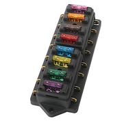 QitinDasen Premium KFZ 8-Fach Sicherungshalter, Universal Standard Blade Sicherungskasten, Sicherungsblock mit Abdeckung, 10Pcs Standard Flachsicherung, für Auto Boot Marine Trike (12V / 24V)