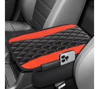 QLEQMZTV Auto Armlehnenkissen für Opel Mokka B GS Line 2021-2025, Leder Mittelkonsole Abdeckung Auto Armlehnenschoner Armlehnen Polster Mit Organizer Taschen Komfort Innenraum Zubehör,Red