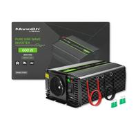Qoltec Spannungswandler Monolith | 300W | 600W | 12V auf 230V | Reine Sinuswelle