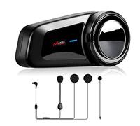 QSPORTPEAK M2 Motorrad Intercom, Helm Headset für bis zu 6 Motorräder mit 1000m Reichweite, DSP und CVS Geräuschunterdrückung Motorradhelm Kommunikationssystem/FM Radio/Voice Prompt/Wasserdicht