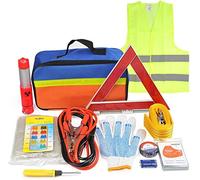 Queta 12-in-1 Notfall-Auto-Kit Erste-Hilfe-Kit Sicherheitskit für Junge Fahrer Auto Flache Sicherungen für Auto 3 m Abschleppseil 2 m Überbrückungskabel mit Kupferzange 500A