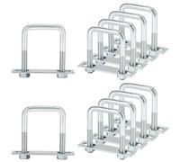 QWORK® 10 Stück Zurrbügel U-Bügel M12 aus Verzinkter Stahl - 60x100mm - 800daN - inkl. Gegenplatte und M12 Muttern - für Anhänger, LKW, Transporter, Dachträger