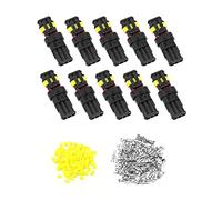 QWORK® 10 Stücke KFZ Stecker Wasserdicht, Steckverbinder 3 Polig, Kabel Steckverbinder Stecker, für KFZ LKW Motorrad