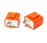 QWORK Motorrad Elektronische Blinker Licht Relais, Einstellbare Motorrad Blinker LED, 2 Pin Blinkrelais für LED, Orange, 12V Universal, 2 Stk