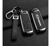 QYPLKJHG Autoschlüssel Hülle für Mazda CX-5 2012-2017, Schlüsselhülle Schlüsselgehäuse Leder Schutzhülle mit Schlüsselanhänger Schlüsselcover Schlüsselbox Auto Zubehör,A-2-Black 1