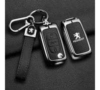 QYPLKJHG Autoschlüssel Hülle für Peugeot 207 CC 2009-2015, Schlüsselhülle Schlüsselgehäuse Leder Schutzhülle mit Schlüsselanhänger Schlüsselcover Schlüsselbox Auto Zubehör,D-Black 1