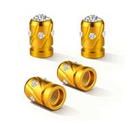 R-timer 4 Stück Auto Reifenventilkäppchen für Cupra Formentor KM7 I 2020-2025, Automobil Radzubehör Funkelnde Außendekoration Fahrzeug Modifikationsteile,Gold