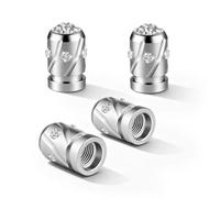 R-timer 4 Stück Auto Reifenventilkäppchen für Cupra Formentor KM7 I 2020-2025, Automobil Radzubehör Funkelnde Außendekoration Fahrzeug Modifikationsteile,Silver