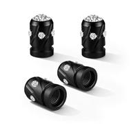 R-timer 4 Stück Auto Reifenventilkäppchen für Cupra Formentor KM7 I 2020-2025, Automobil Radzubehör Funkelnde Außendekoration Fahrzeug Modifikationsteile,Black