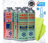 R12/R134a FreezeEco Kit Ersatz 4X R12/R134a + 3in1 A/C Kältemittel mit Öl und Di
