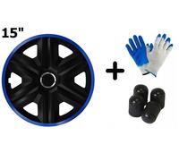 Radkappen Radzierblenden Radblenden 4x Stück Fast Lux Blau Schwarz NRM 15" 3371