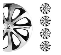 SPARCO SPC1573SVBK Sicilia Wheel Covers, Silver/Black, Set of 4, 15"