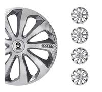 Radkappen Radzierblenden Sparco Sicilia 15" Zoll Abdeckung Silber Carbon Grau 4x