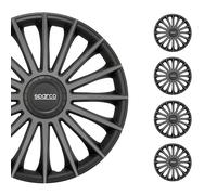 Sparco SPC1693BKGR Set von 4 Radkappen 16 Zoll Treviso, Schwarz/Silber