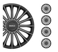 Sparco SPC1693BKGR Set von 4 Radkappen 16 Zoll Treviso, Schwarz/Silber