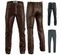 Radmasters Herren Lederhose lederjeans bikerjeans Jeans Hose Echtleder, Dunkelbraun, 56/XXL