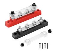 Raheem 2 Stück 12V-48V DC 150A Hochstrom Verteilerblock Sammelschiene Stromverteilungsblock Busbar 4×M6 Anschlussbolzen 2 Wege Stromverteiler für Auto,LKW,Boot,Yacht,Marine,KFZ,Fahrzeug Rot Schwarz