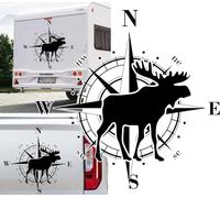Rakelfix Kompass Elch Elche Noren Nordisch Aufkleber Apassbar Wohnmobil Auto Autoaufkleber Sticker Kompassrose Windrose Camper