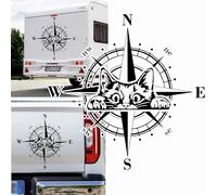 Rakelfix Kompass Süße Katze Kätzchen Aufkleber Größe&Farbe wählbar Hund Hunde Wohnmobil Caravan Autoaufkleber Sticker Kompassrose Windrose Camper