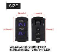 RASTKY Digitales Dual-Voltmeter, Praktisch für Auto-Pickup, Wohnmobil, ATV, Batterieüberwachung für 12 V-24 V-Fahrzeuge, Umweltfreundlicher ABS-Kunststoff, Schwarz, 4,9 X 2,4 Cm, für Auto, Motorrad,