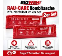 RAU CARE 2x Kombitasche KFZ Erste Hilfe Set Auto Warndreieck Warnweste DIN 13164