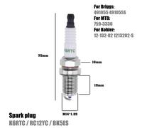 RC12YC BK5ES Zündkerze für Briggs & Stratton OHV Motor 792015, 491055, 691043