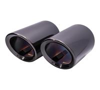 RECAMBO Auspuffblenden Set 2x Schwarz Chrom passend für VW Golf Plus BJ 2008-2014 zweifarbige Optik - einfache Montage - fester Sitz - aufwertende Heckoptik - langlebige Oberfläche - sauberes Finish