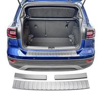RECAMBO Edelstahl Ladekantenschutz - passend für VW T-Cross | C11 | BJ ab 2018 2-teiliges Set in gebürsteter Optik für Stoßstange innen & außen mit strukturierter Oberfläche & Klebemontage