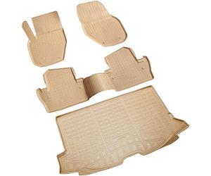 RECAMBO Gummimatten & Kofferraumwanne Set passend für Volvo V60 | Typ 155,157 | BJ 2010-2018 - 100% passgenaue Auto Fußmatten und Kofferraummatte aus hochwertigen rutschfesten TPE - Beige