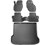 RECAMBO Gummimatten & Kofferraumwanne Set passend für Volvo V70 III | XC70 II | 2007-2016 - 100% passgenaue Auto Fußmatten und Kofferraummatte aus hochwertigen rutschfesten TPE - Schwarz